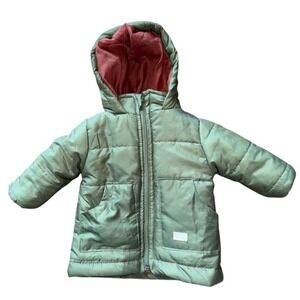 7 For All Mankind Toddler Puffer Jacket‎ Green 12-18 Months Winter Hooded coat